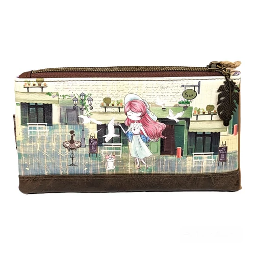 Sweet Candy pénztárca 18 cm - Zöld, madarak