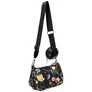 Kép 4/7 - Fekete-virágos-crossbody-borítéktáska-pénztárca-hátulról-pakkolj-hu