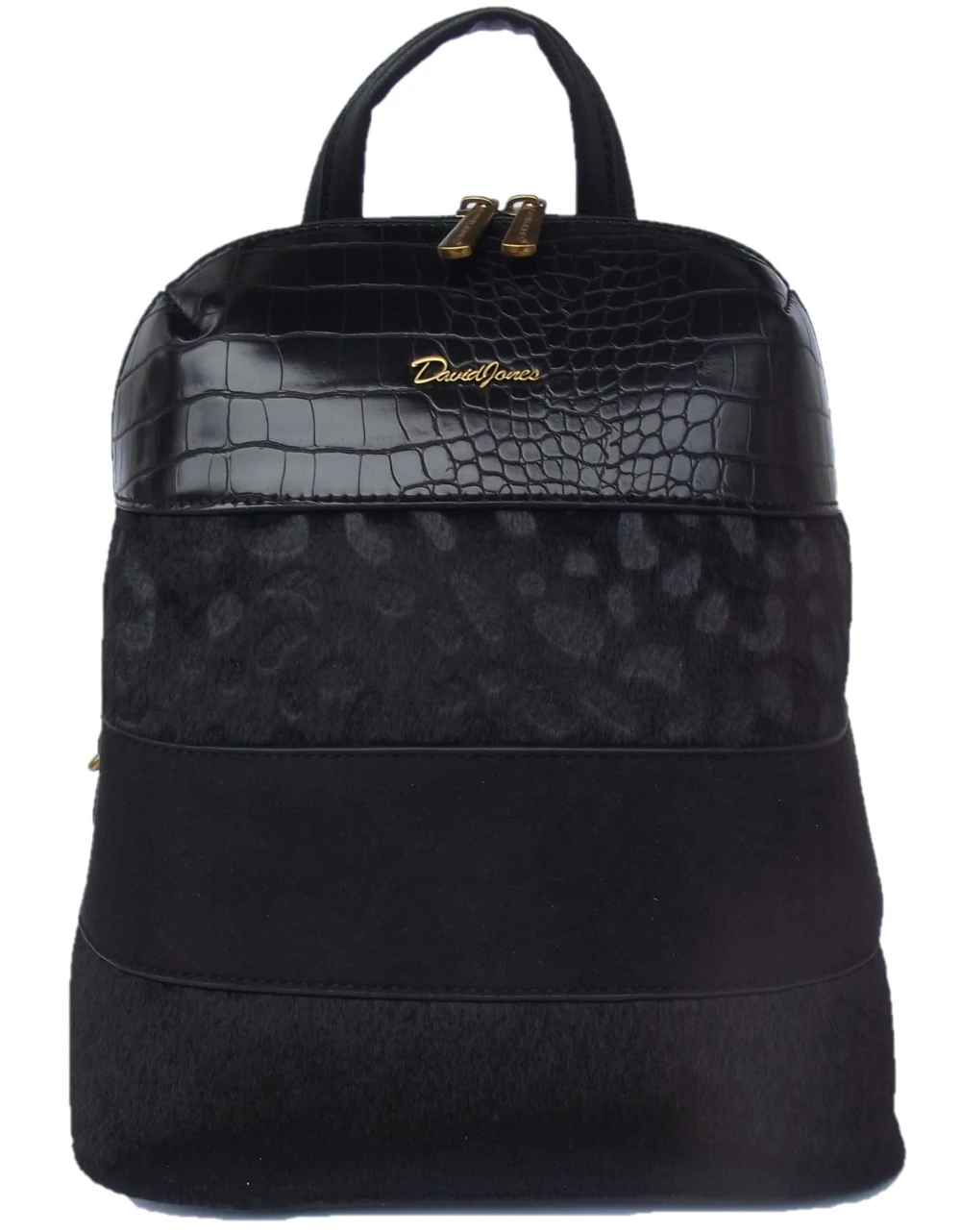 David Jones női hátizsák 30 cm - Párducmintás, fekete