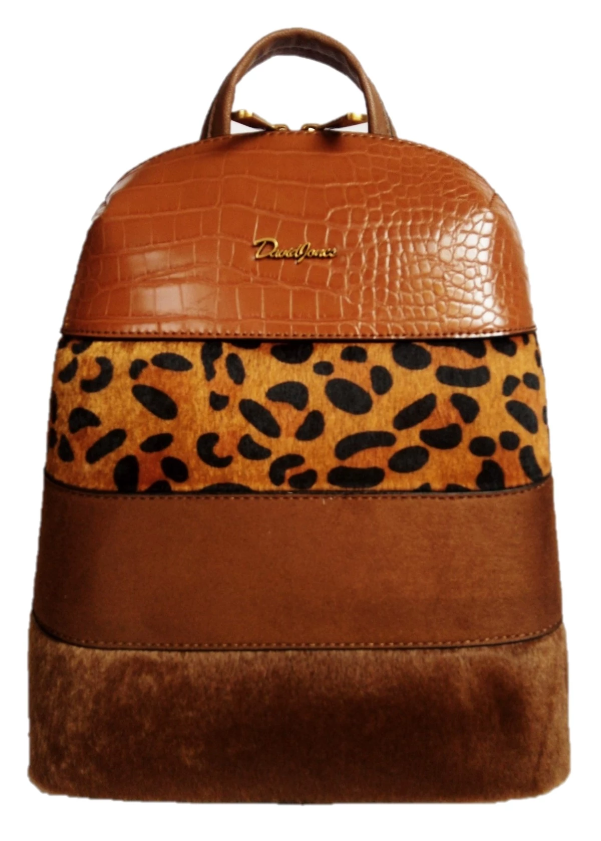 David Jones női hátizsák 30 cm - Párducmintás, barna