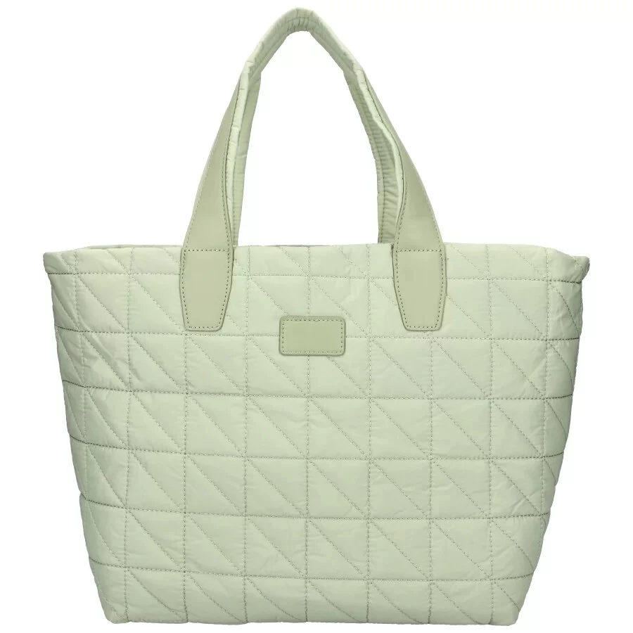 Shopper táska, kézitáska 29 cm - Zöld, steppelt, puha anyagból
