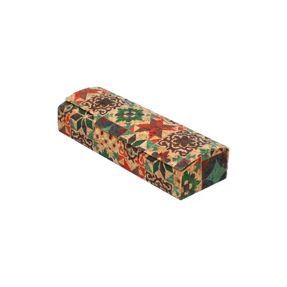 Szemüvegtok, parafa hatású 16 cm - Natúr, színes