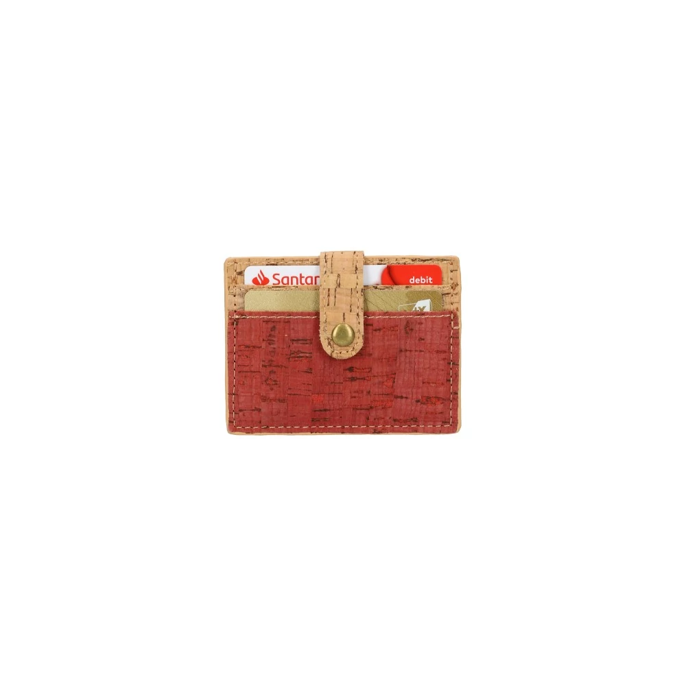 Kártyatartó 10 cm - Parafa hatású, piros