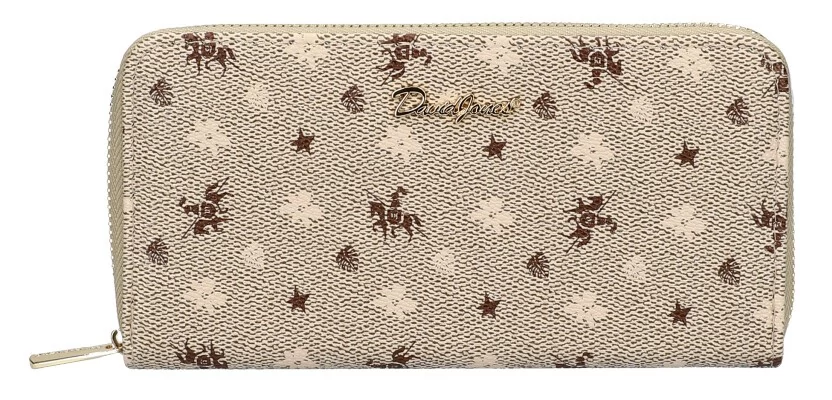 David Jones női pénztárca 19 cm - Bőrhatású, bézs, mintás