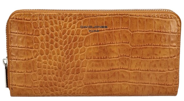 David Jones női pénztárca 20 cm - Konyak színű, krokodilmintás