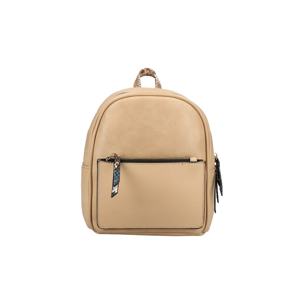 Mini hátizsák 23 cm - Bőrhatású, khaki színű