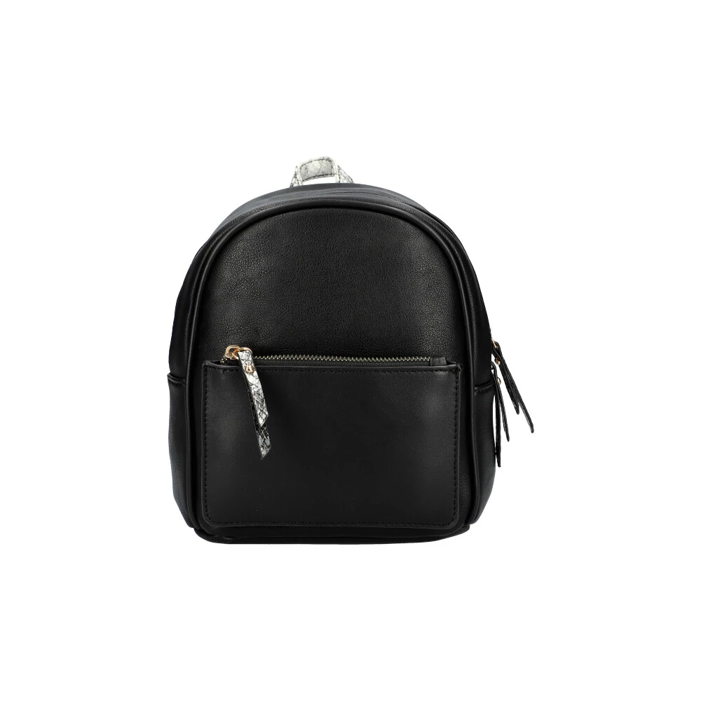 Mini hátizsák 23 cm - Bőrhatású, fekete