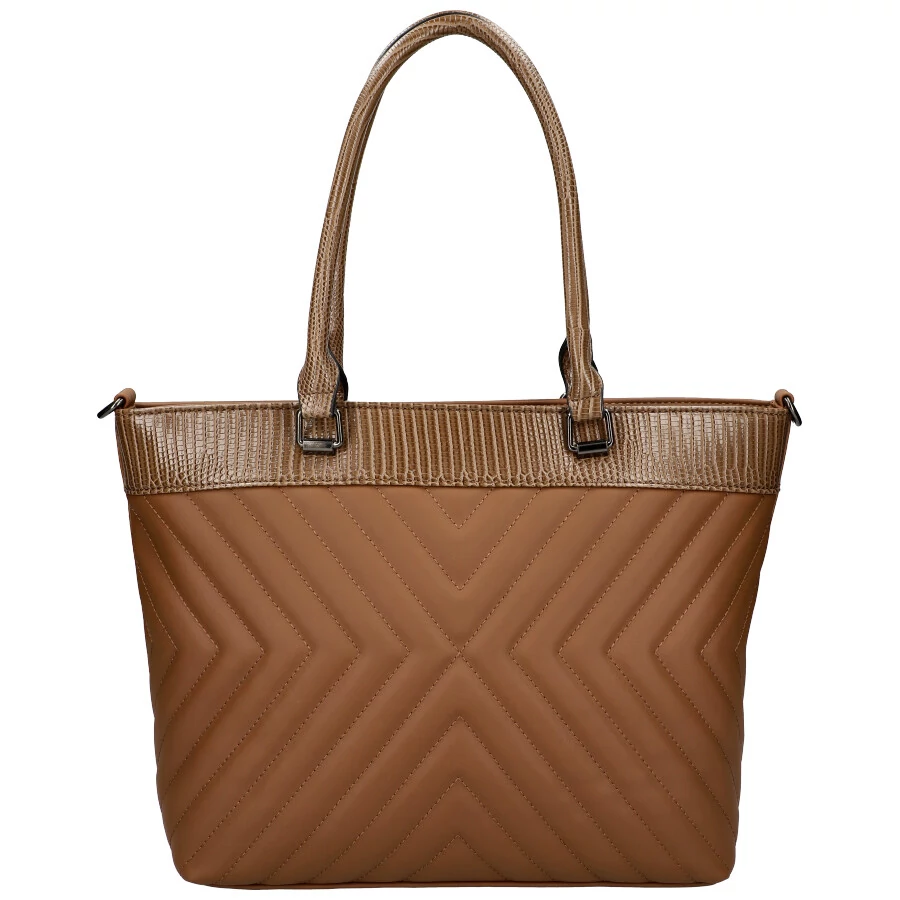 Shopper táska, kézitáska 40 cm - Barna, steppelt