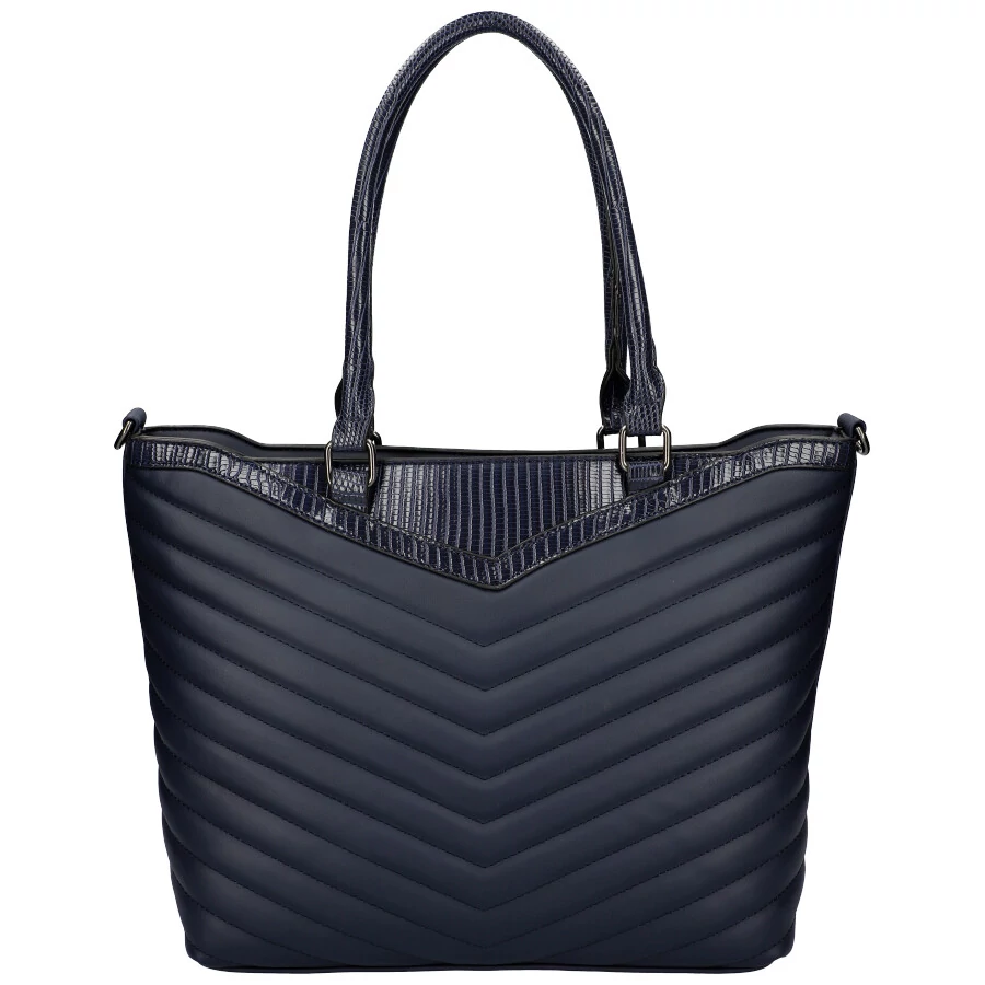 Shopper táska, kézitáska 40 cm - Tengerészkék, steppelt