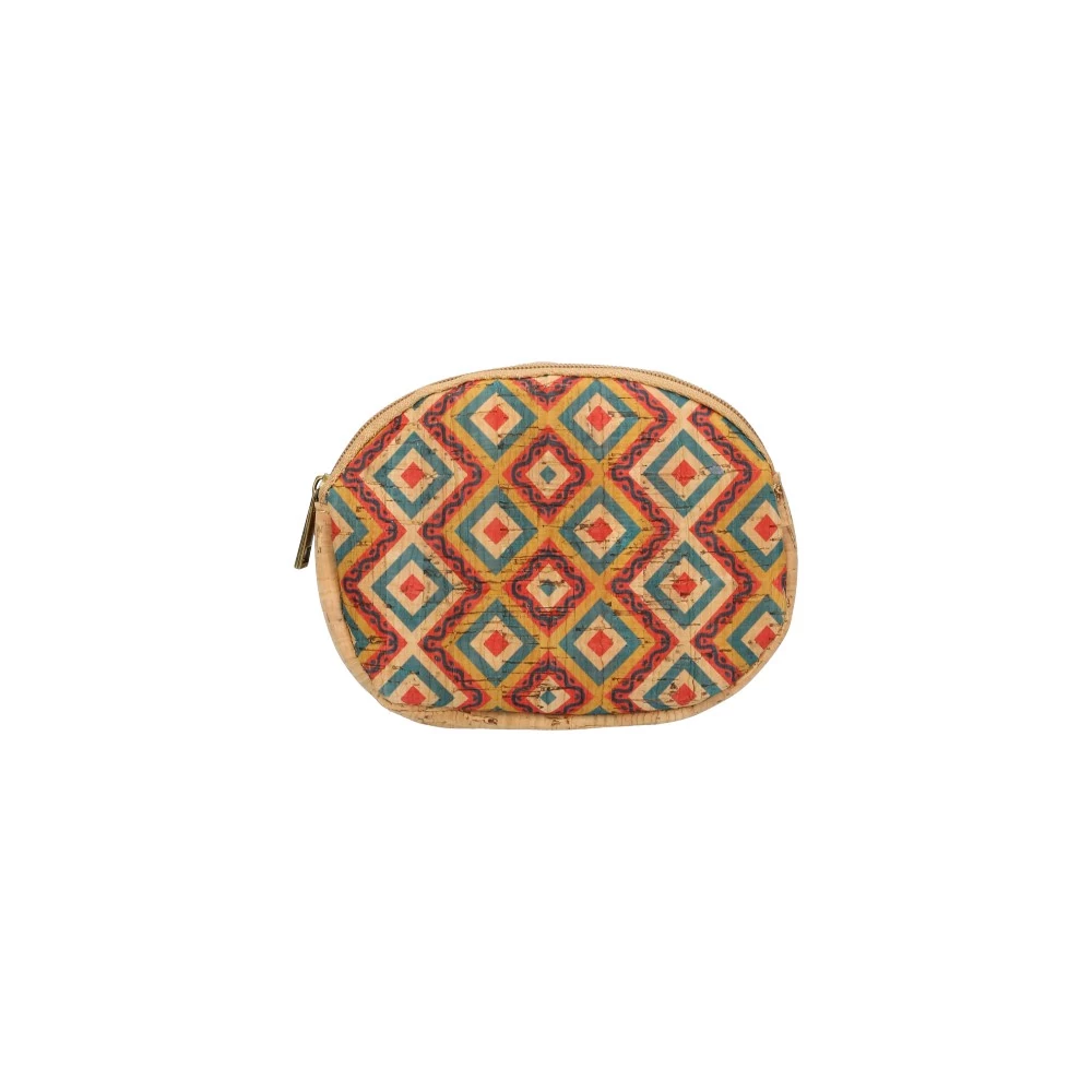 Kisméretű pénztárca 14 cm - Geometrikus, színes, parafa hatású
