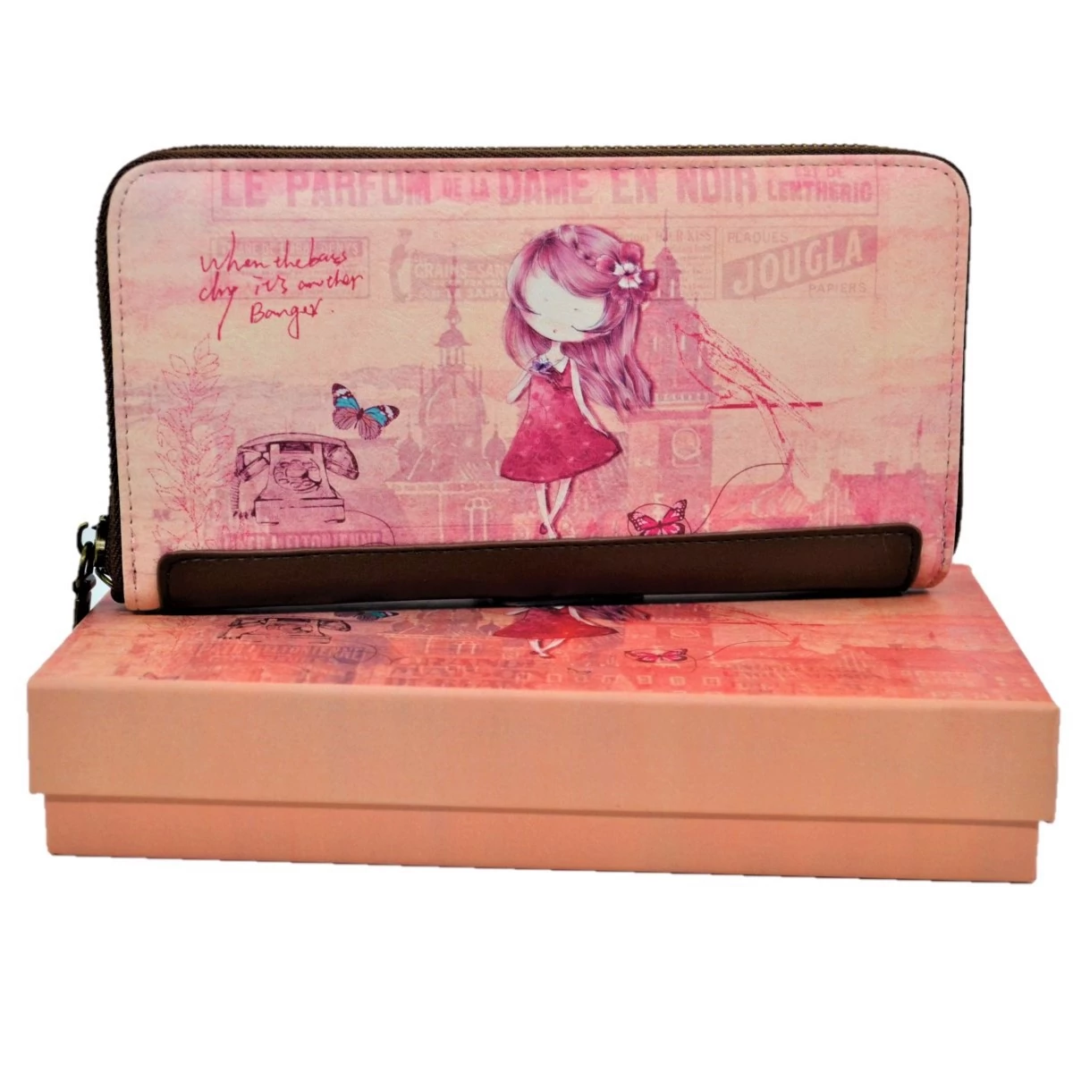 Sweet Candy nagy pénztárca dobozban 21 cm - Lazacszínű