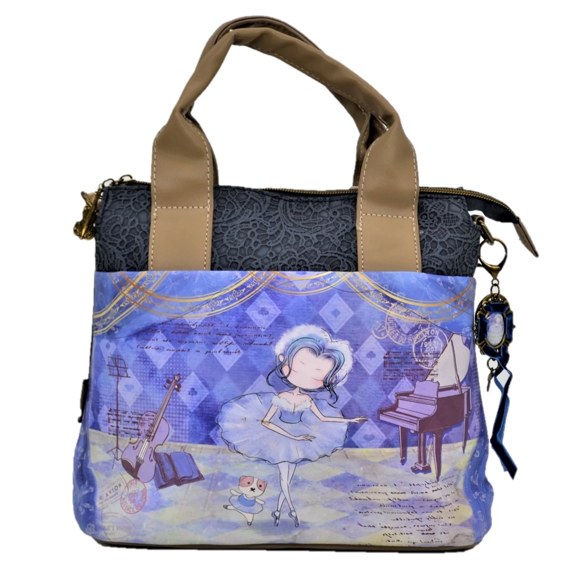 Sweet Candy kézitáska, válltáska 30 cm - Lila, balerina