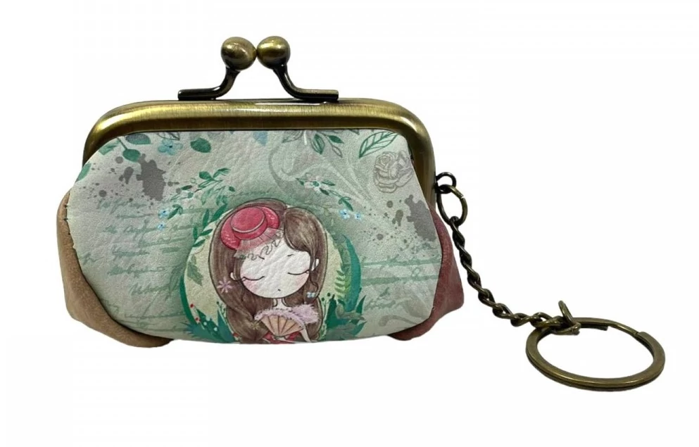 Sweet Candy kis pénztárca, buksza 10 cm - Legyező, zöld