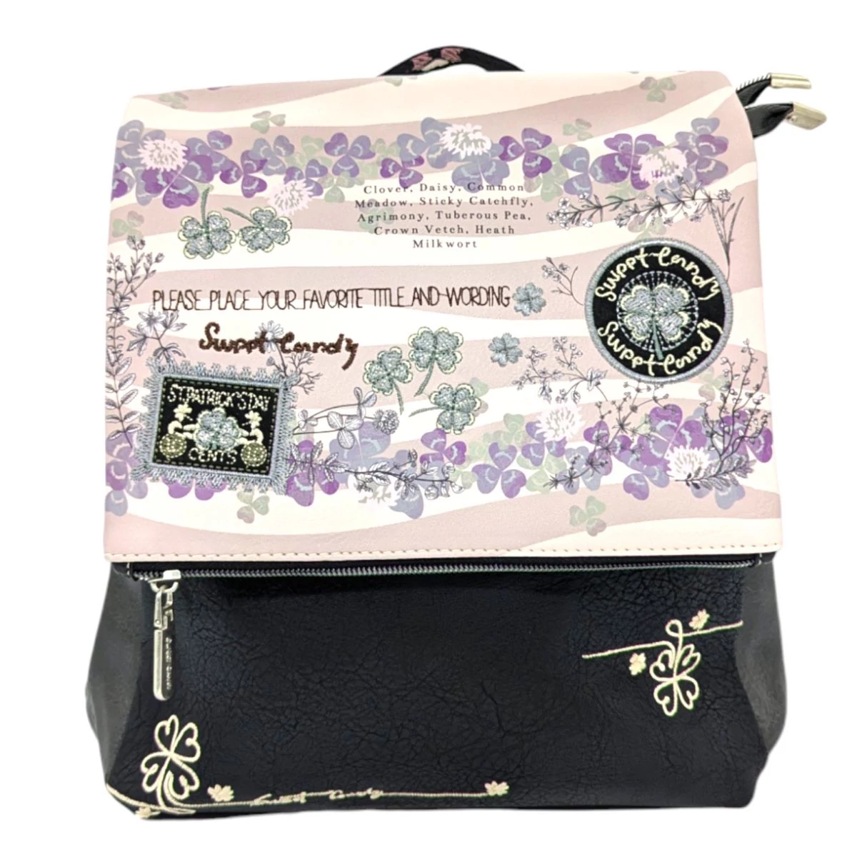 Sweet Candy Négylevelű női hátizsák 27 cm - Fekete