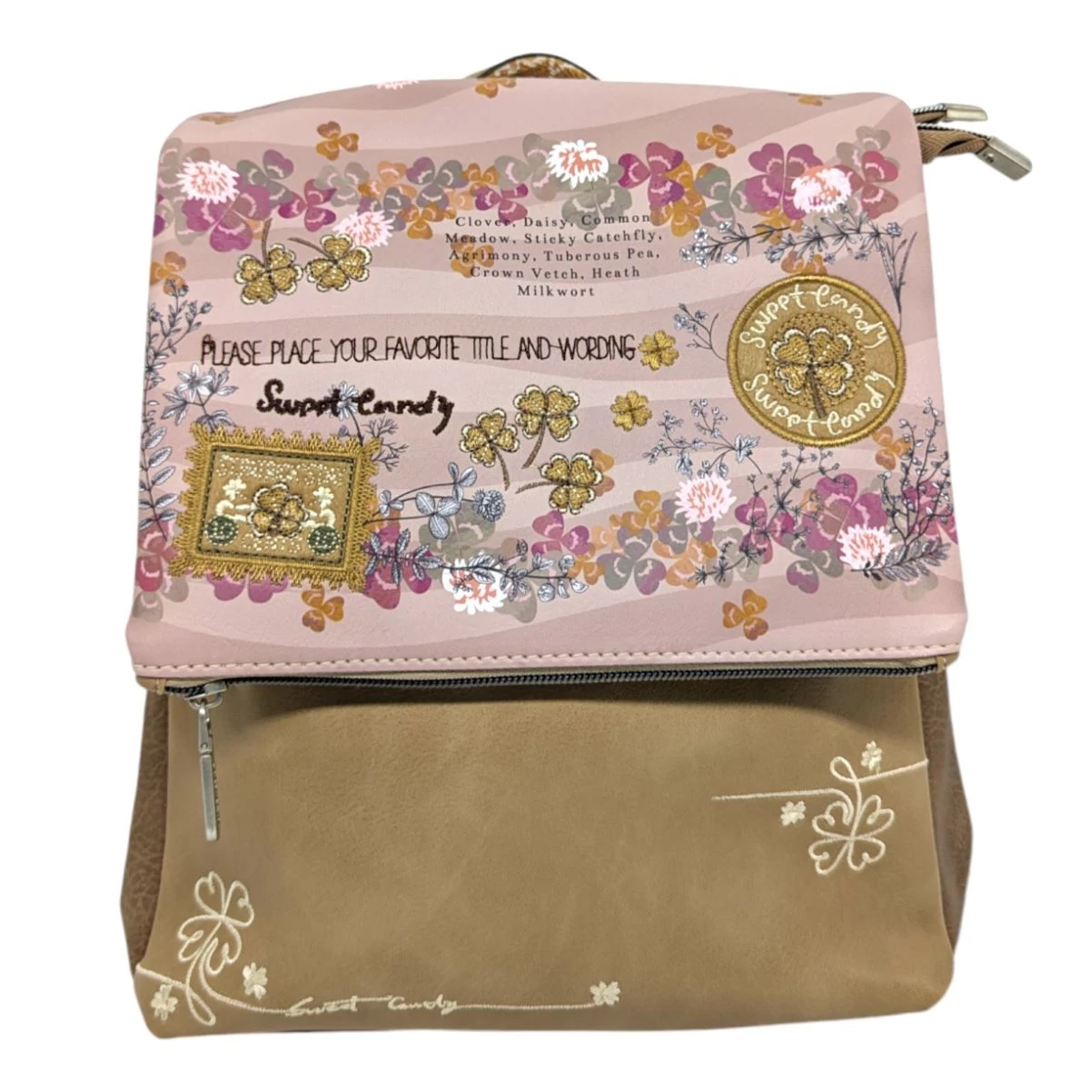 Sweet Candy Négylevelű női hátizsák 27 cm - Khaki