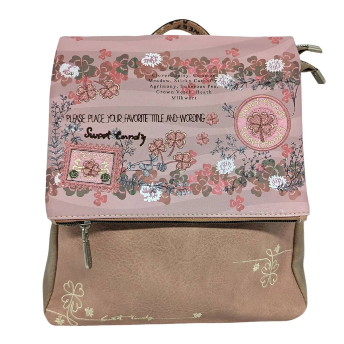 Sweet Candy Négylevelű női hátizsák 27 cm - Rózsaszín 
