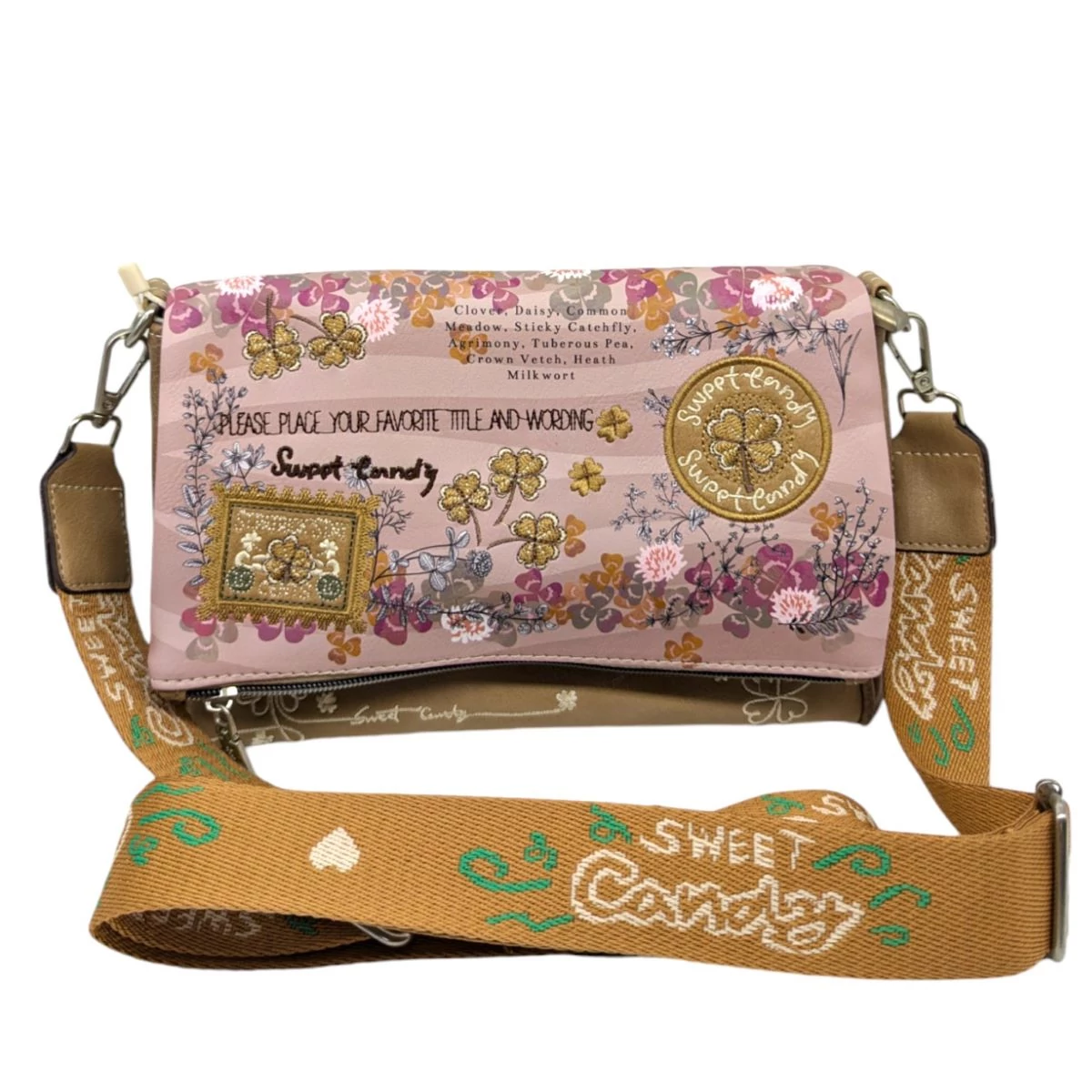 Sweet Candy Négylevelű oldaltáska, válltáska 26 cm - Khaki