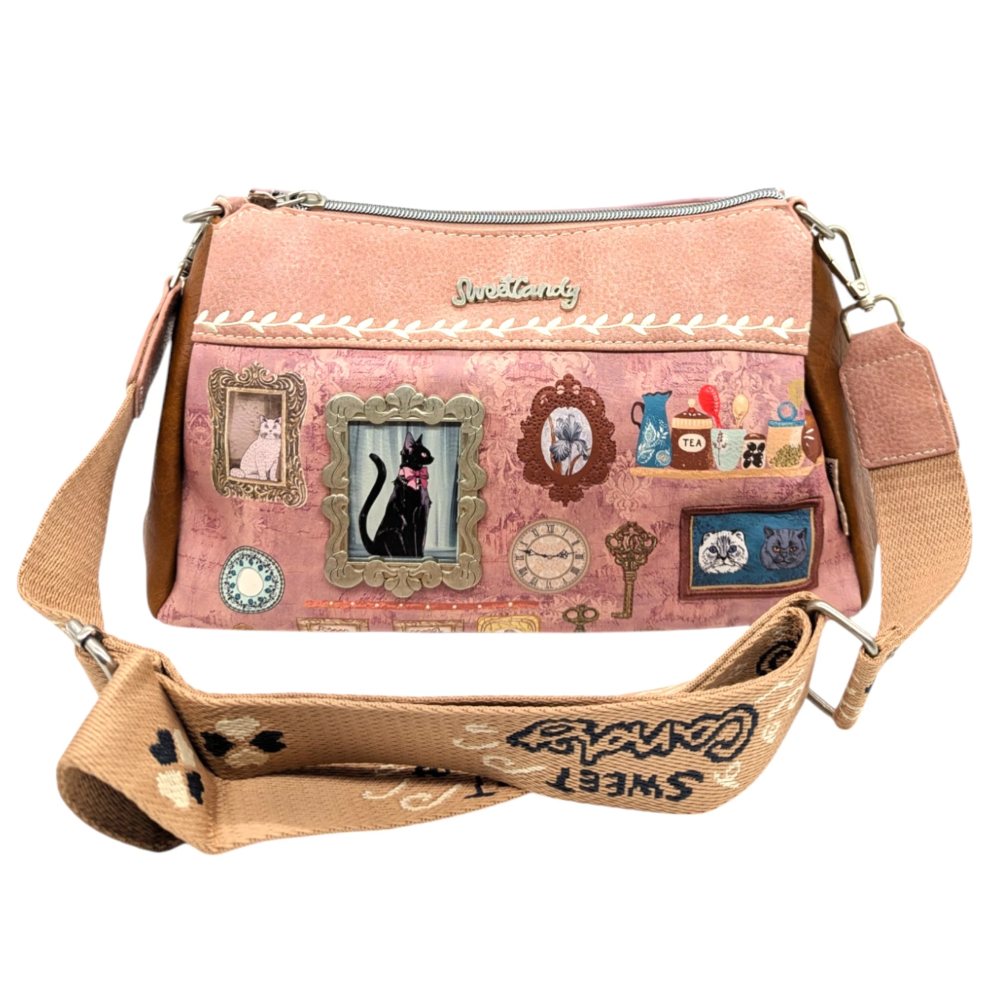 Sweet Candy Cat Umhängetasche, Schultertasche 29 cm - Rosa
