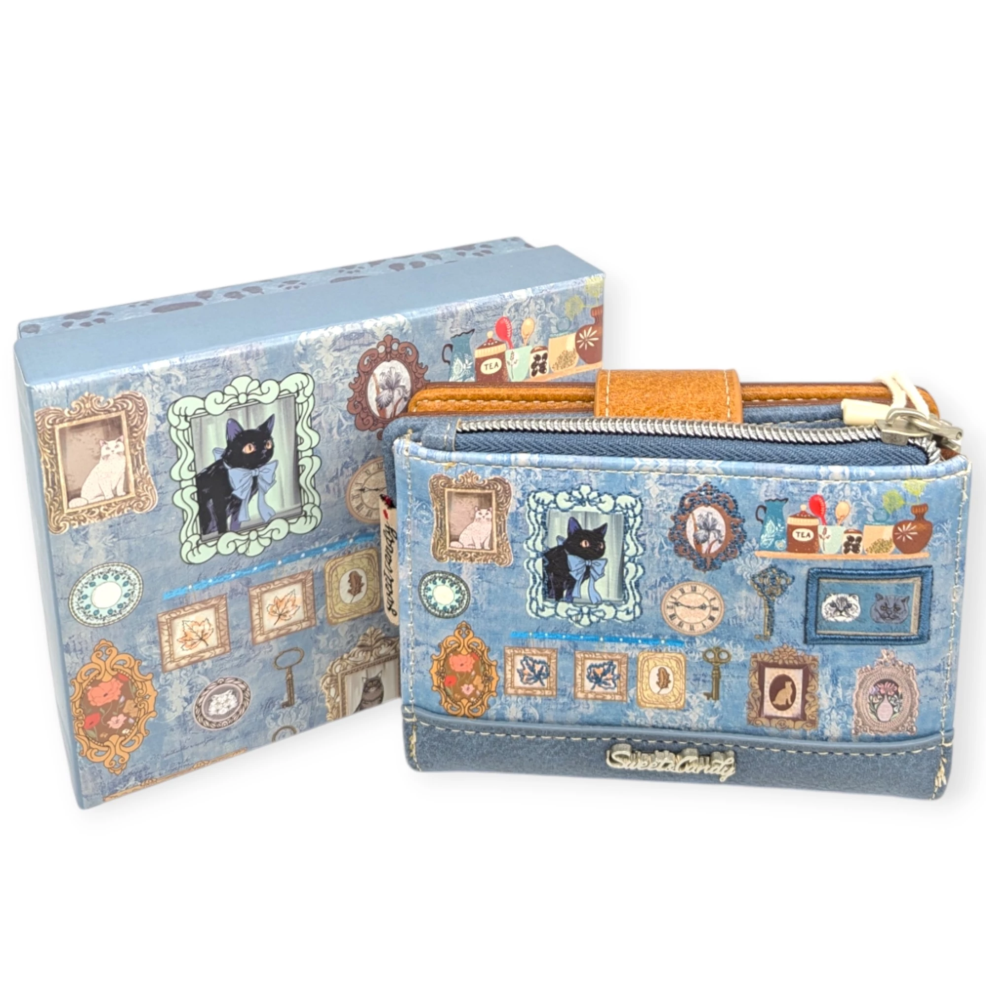 Sweet Candy Cat Geldbörse in Box 13 cm - Blau