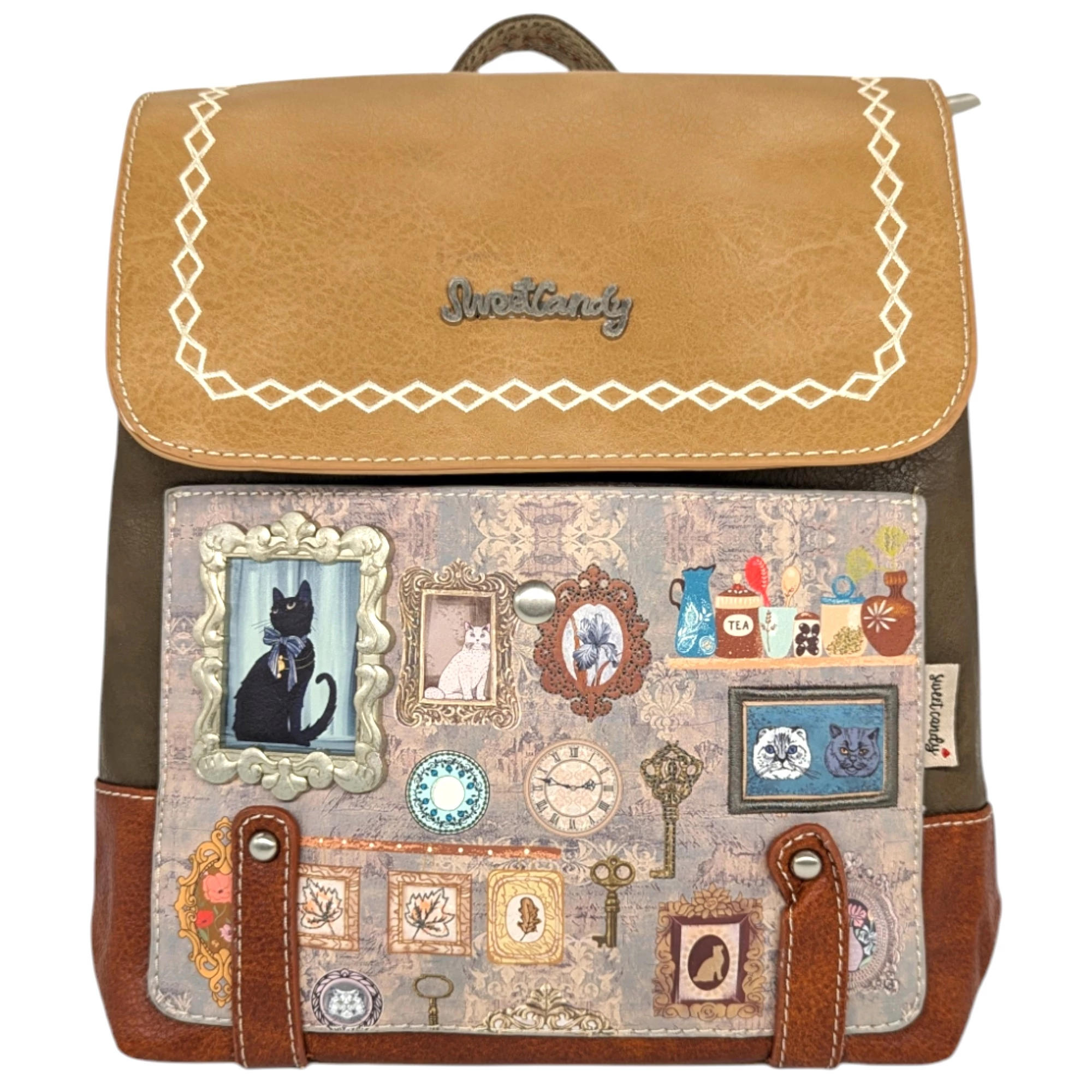 Sweet Candy Cat Rucksack 30 cm - Khaki