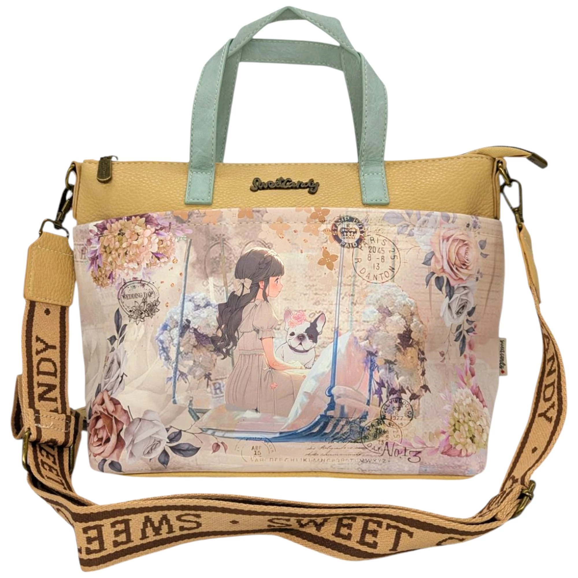 Sweet Candy Vintage Life Handtasche, Umhängetasche 32 cm - Schaukel, beige