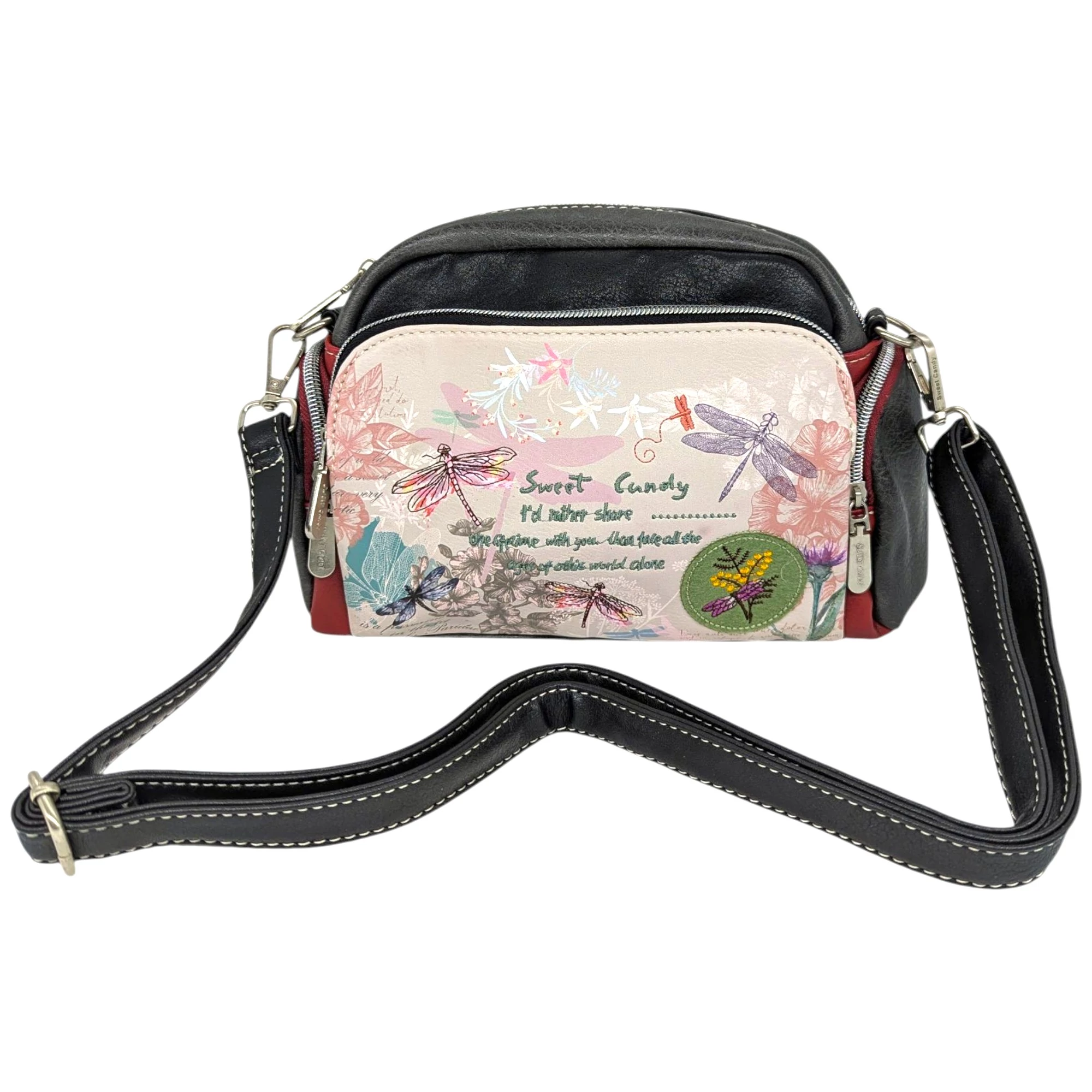 Sweet Candy Szitakötő női válltáska, oldaltáska 32 cm - Fekete