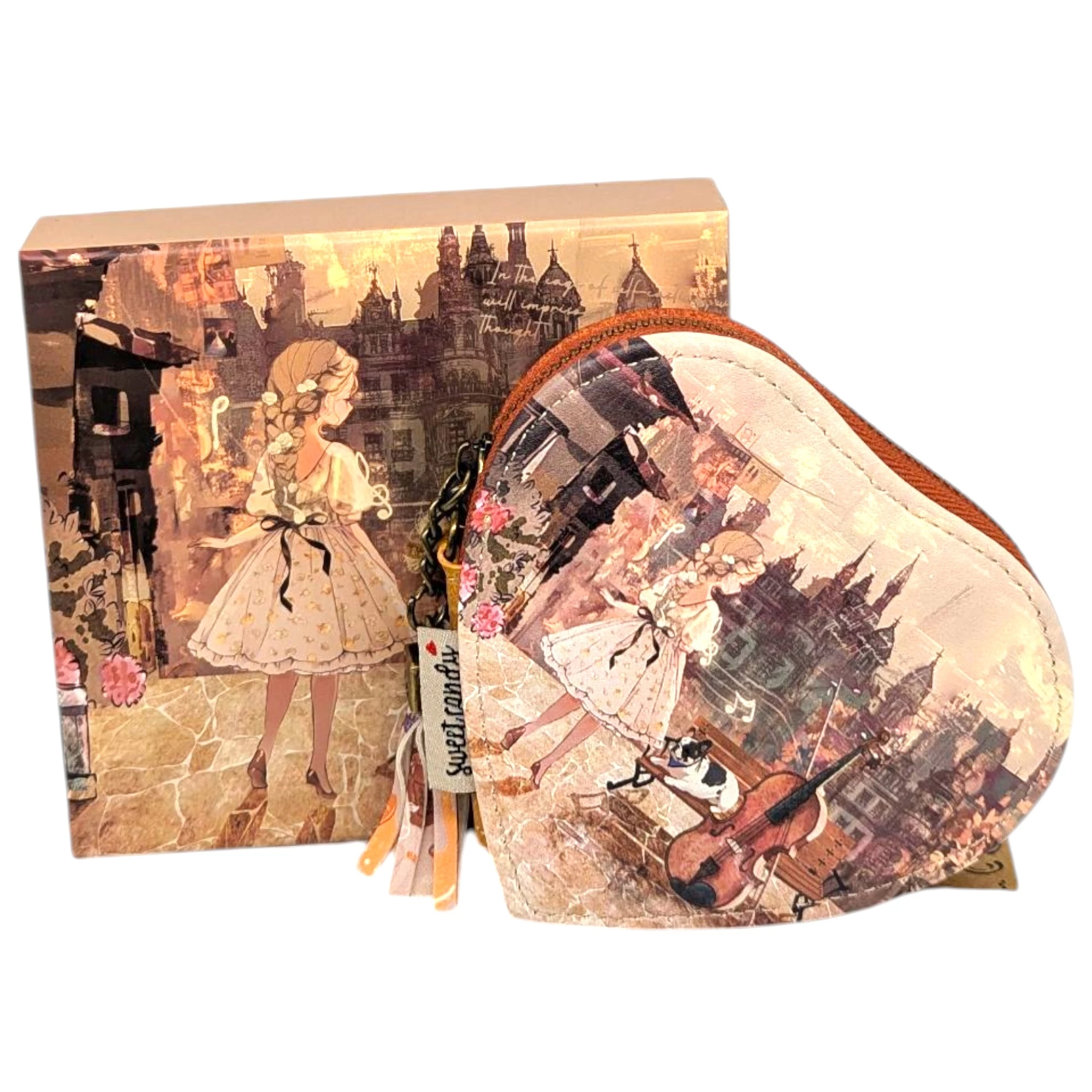 Sweet Candy Arts szív alakú kis pénztárca díszdobozban 11,5 cm - Zene