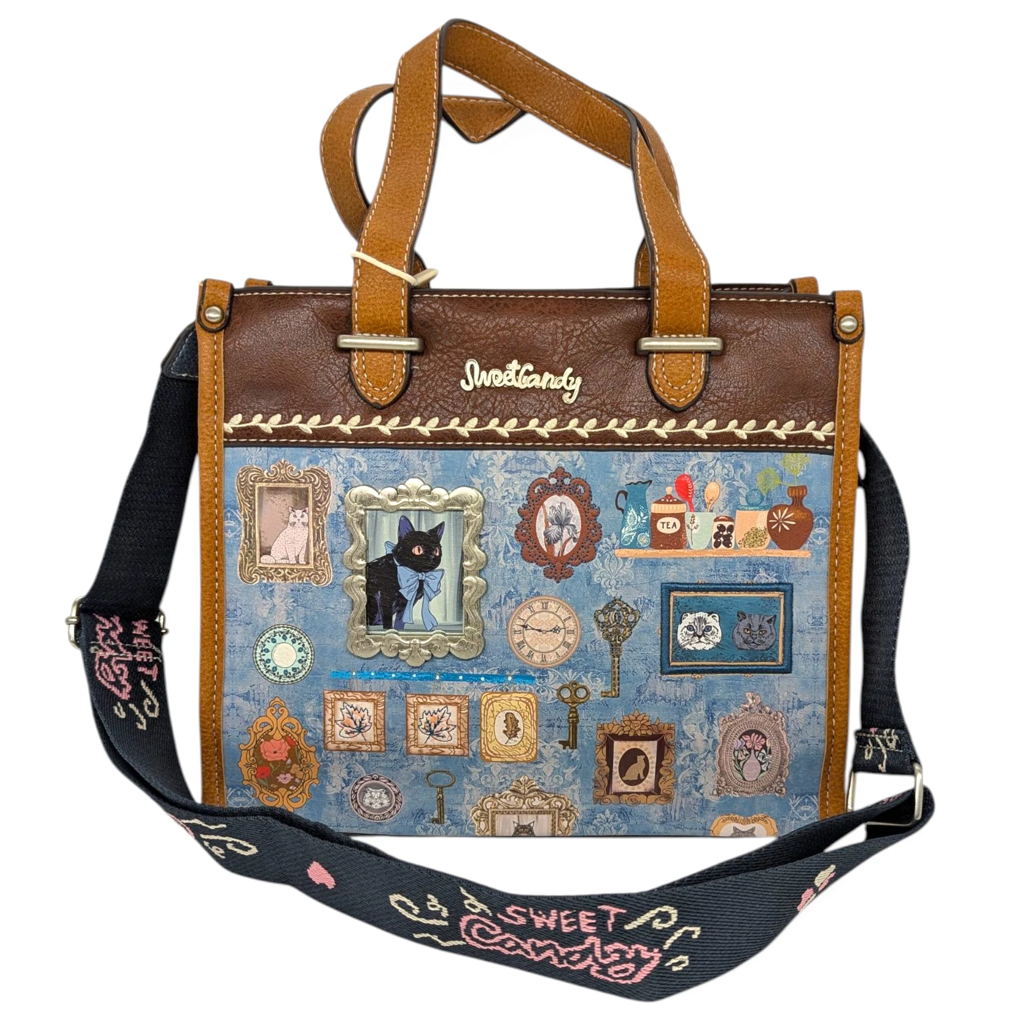 Sweet Candy Cat cicás női táska - Kék, 28,5 cm