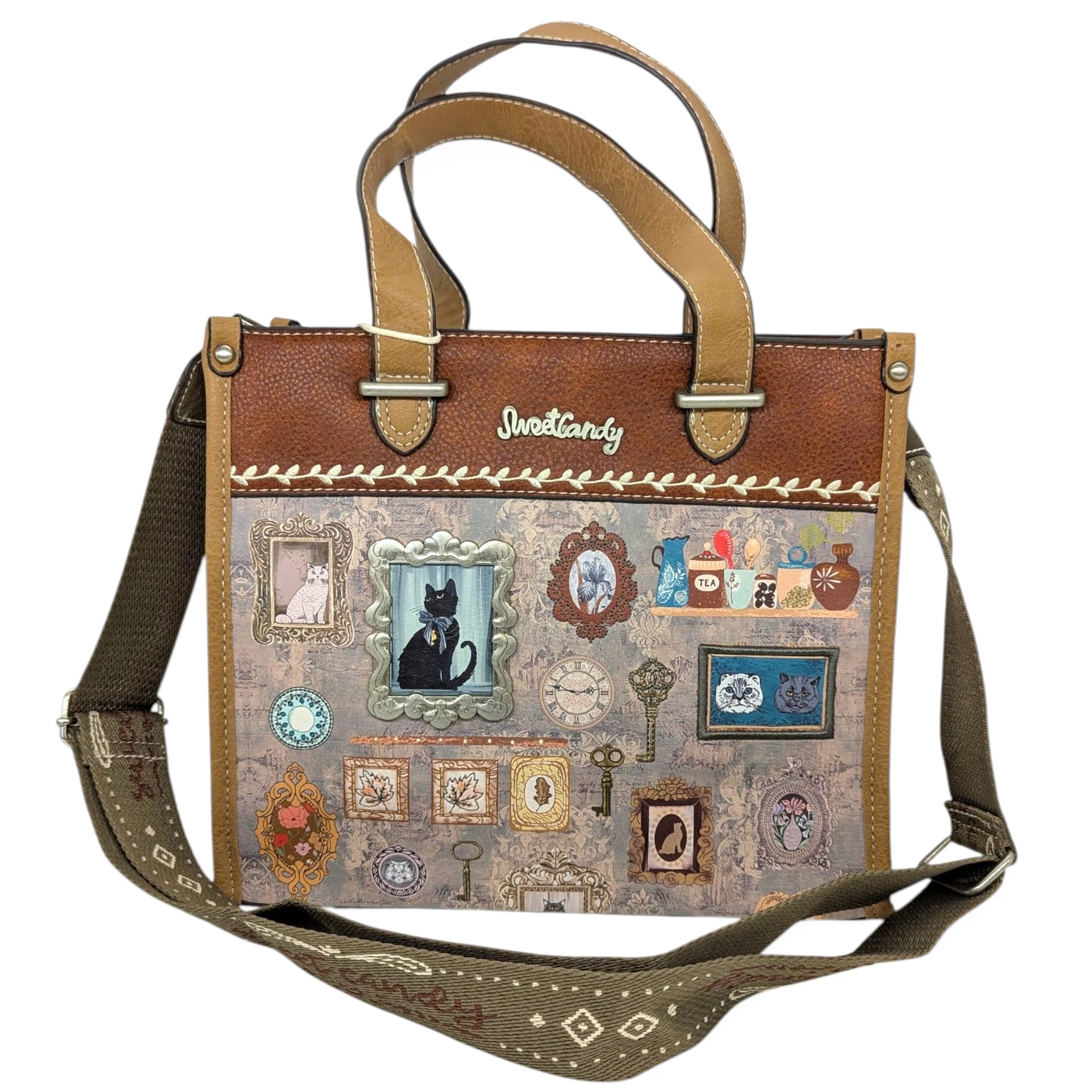 Sweet Candy Cat cicás női táska - Zöld, 28,5 cm