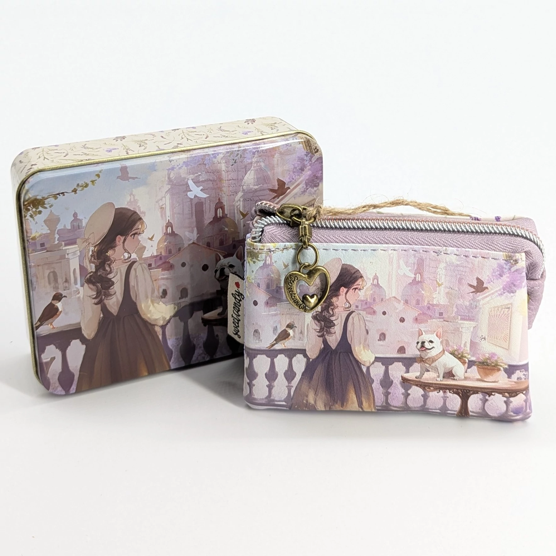 Sweet Candy Mademoiselle pénztárca fémdobozban 11 cm - Lila