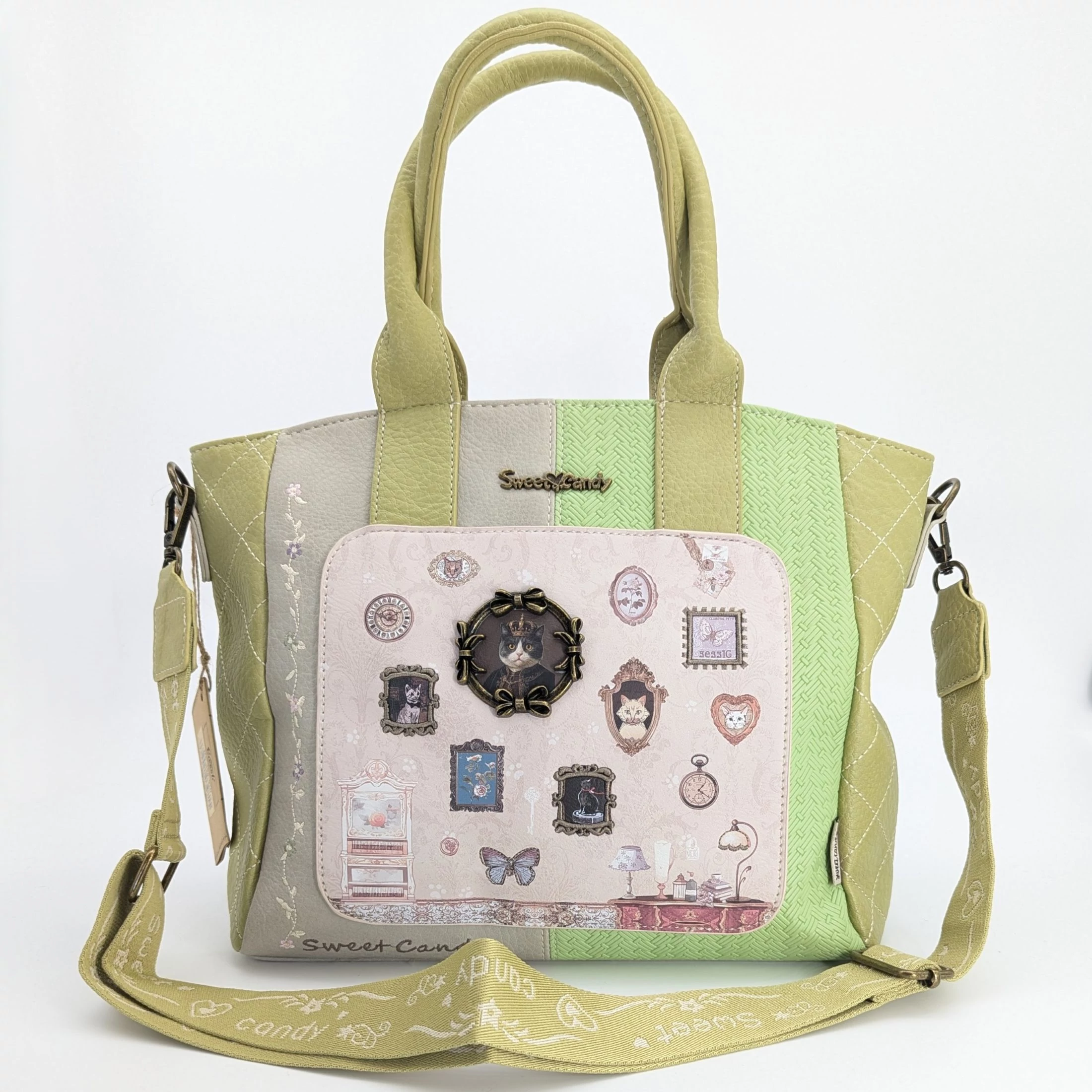 Sweet Candy Pet Love válltáska, kézitáska 30 cm - Zöld cicás