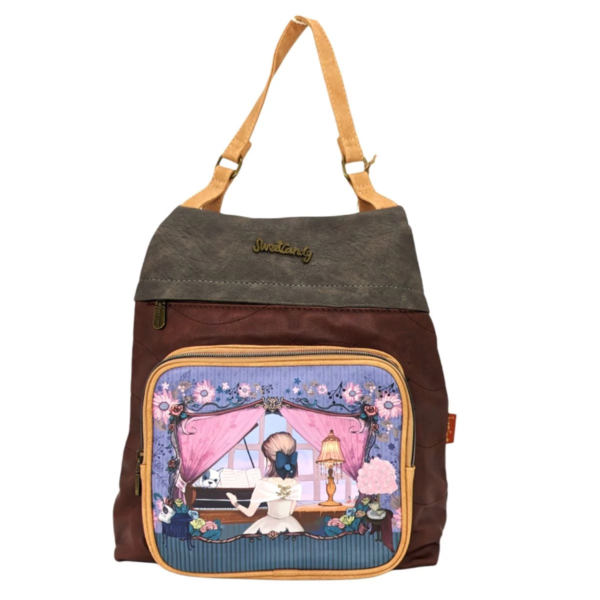 Sweet Candy hátizsák 31 cm - Lila, zongora
